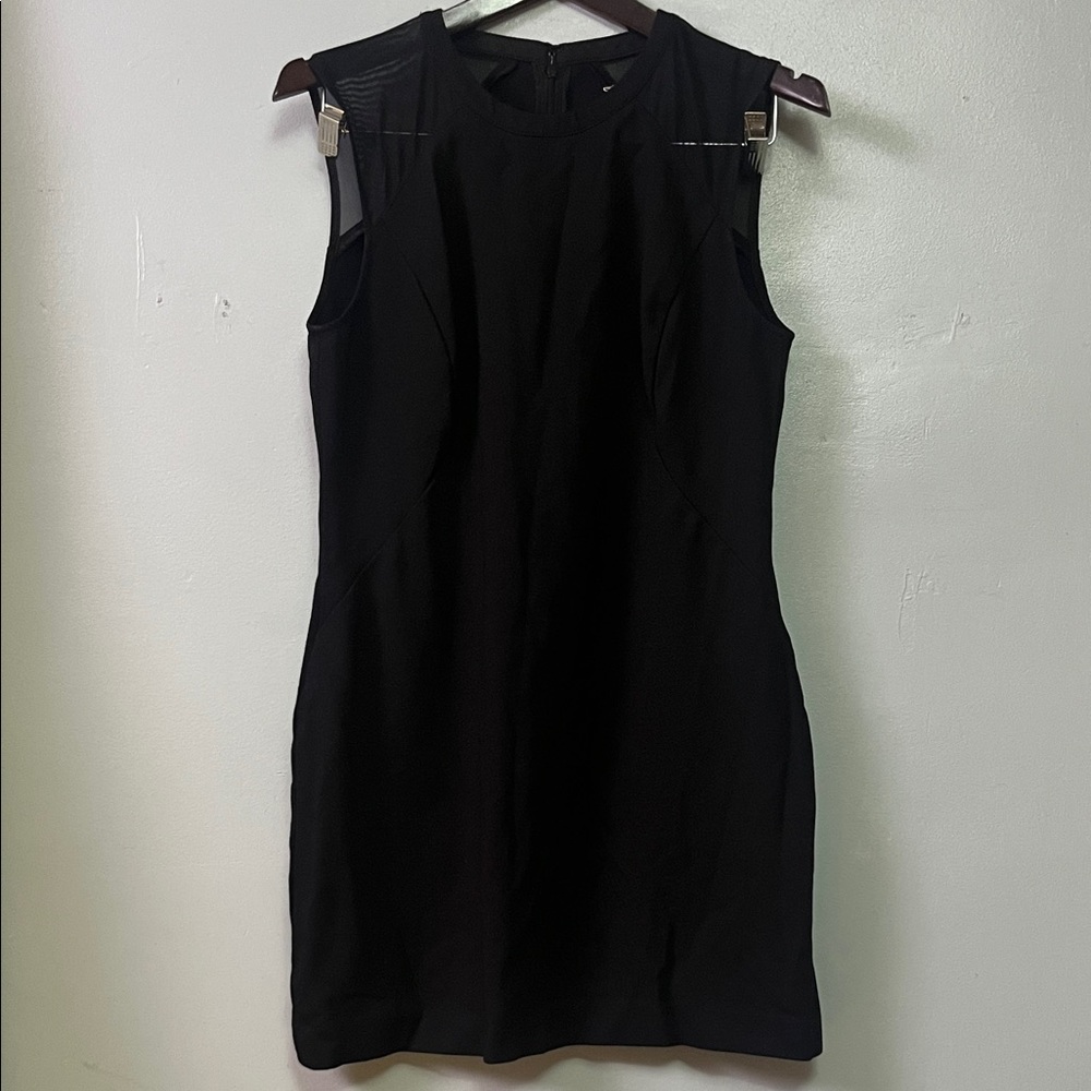 Banana Republic Black Mini Dress with Sheer Mesh Shoulders
